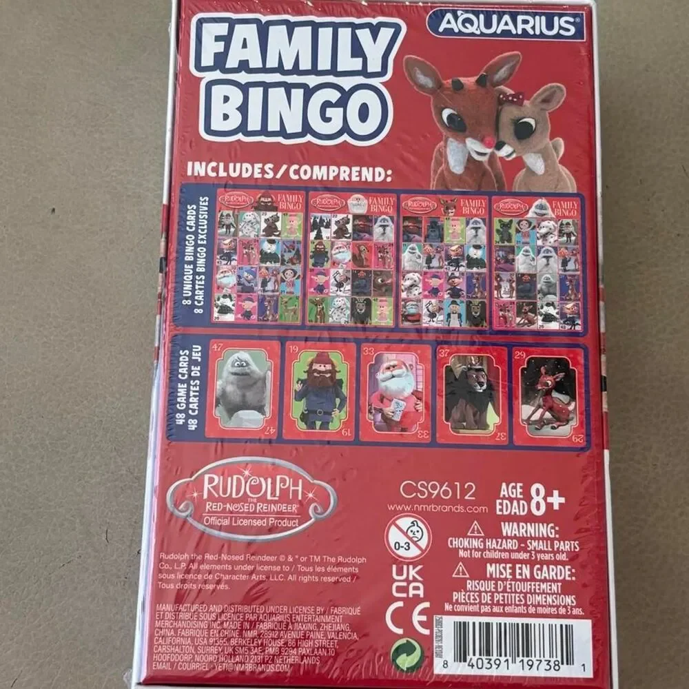 Rudolph the Red-Nosed Reindeer Family Bingo Game, Christmas